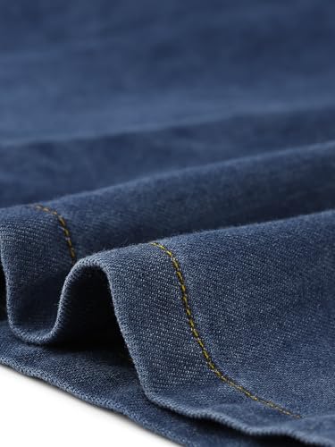 Image of Allegra K Denim Dress for Women's Long Sleeve Button Down A-Line Belted Classic Jean Dresses