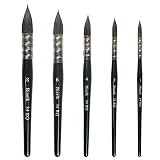 Biaelk 34RQ Professional Handmade Watercolor Paint Brushes Set,5PCS Size #1#2#4#6#8 Round Quill Soft