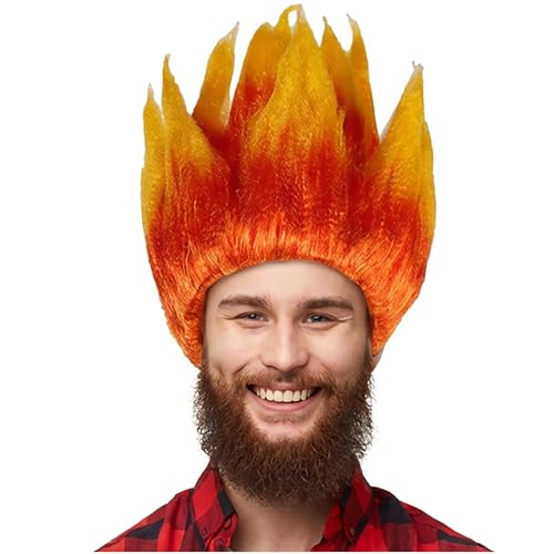 HUNIGIR Fire Wig Stylish Flame Wig Orange Costume Hair Halloween Party Cosplay Spiked Hair (Flame)
