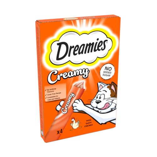 Dreamies Creamy Adult Cat & Kitten Treats with Tasty Chicken 4 x 10g