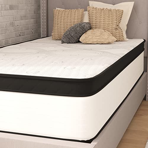 Flash Furniture Capri Comfortable Sleep Firm 12 Inch Certipur-Us Certified Hybrid Pocket Spring Mattress, Extra Firm Feel, Durable Support, Twin Mattress In A Box #TOP3