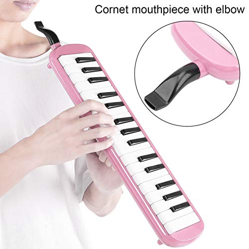 IRIN Melodica, 32 Tasten IRIN Melodica mit Tasche 32 Tasten Blasmusikinstrument Geeignet für Anfänger-Übungstasche (Rosa)