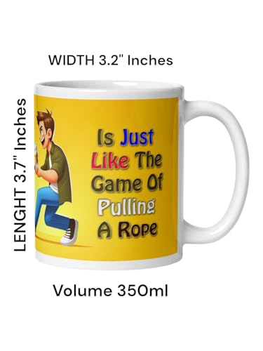 Image of Better Gift Flowers Tug of War Coffee Mug, Round Shaped Multicolor Themed Coffee Mugs, Mug for Gifting, Gifting Items for Family, Friends & Closed Ones