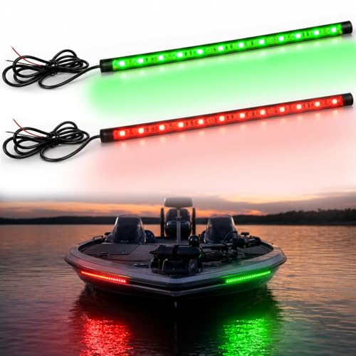 Boaton Marine Boat Navigation Lights, Night Fishing Light, No Drilling Adhesive Install Bow Lights For Pontoon, Bass Boats, Jon Boats, Jet Ski, Kayak