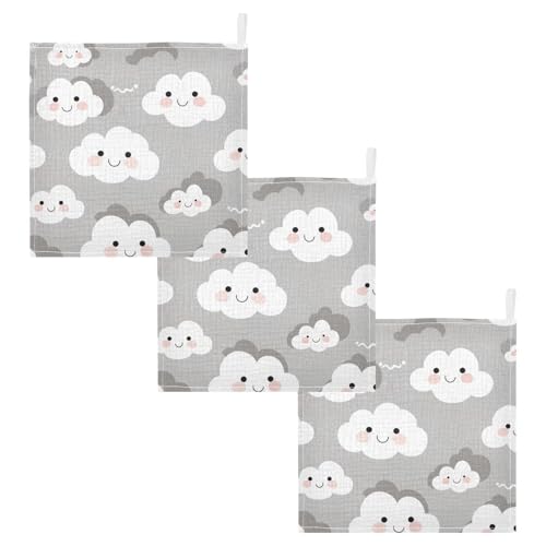 JUMBEAR Cute Little Clouds Muslin Baby Washcloths 3Pack,Baby Towels,Super Soft and Absorbent Wash Cloths for Newborns, Infants and Toddlers JUMBEAR Cute Little Clouds Muslin Baby Washcloths 3Pack,Baby Towels,Super Soft and Absorbent Wash Cloths for Newborns, Infants and Toddlers
