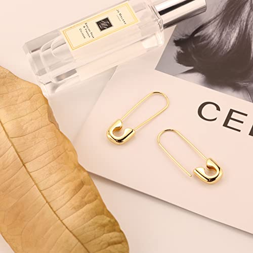 SANNYRA Safety Pin Earrings for Women, Gold Paperclip Earrings for Women Trendy, Minimalist Dangle Hoop Paper Clip Ear Hoop Studs Daily Jewelry4