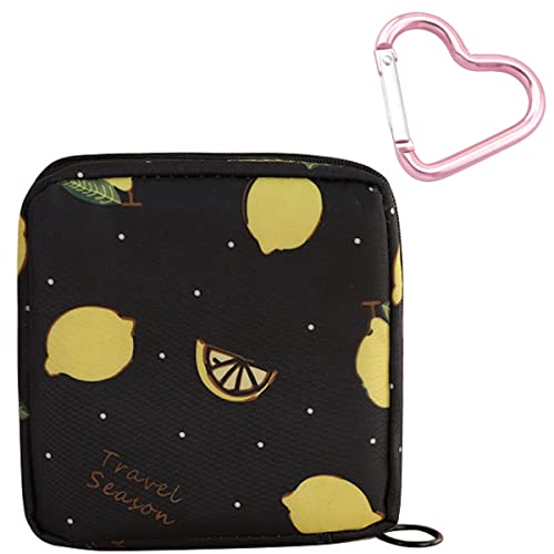Image of Adorable Pink Peri - Reusable Sanitary Napkin Pads Storage Bag Portable for Women Girls | Made of Nylon + Water Resistance | Zero Waste Period (Lemon)
