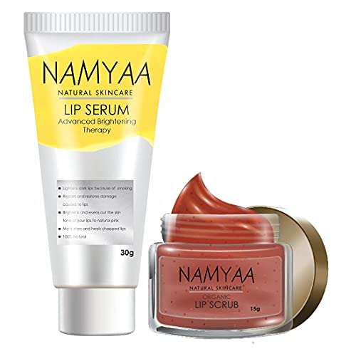 Namyaa Revitalizing Lip Natural Conditioning , Exfoliator, Pack Of Lip Serum and Lip Scrub, 45 g (Pack of 2)