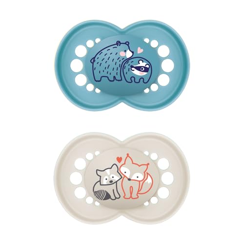 Image of MAM Original Matte Baby Pacifiers, Binky for 16+ Months, BPA-Free Silicone Nipple, Easy to Clean, Best for Breastfed Babies, Developed with Medical Experts, 2 Count Binkies with Sterilizer Case