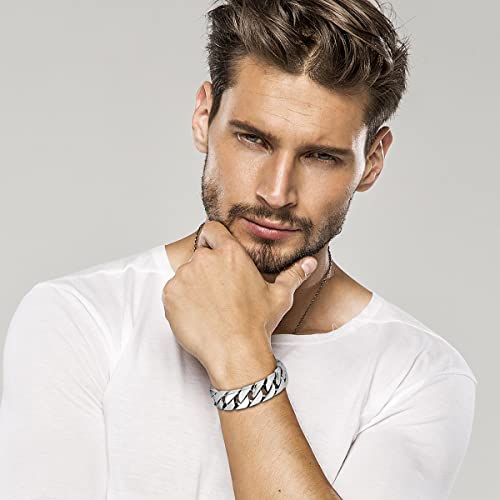 Pulsera para hombre acero inoxidable color plata miniatura 2