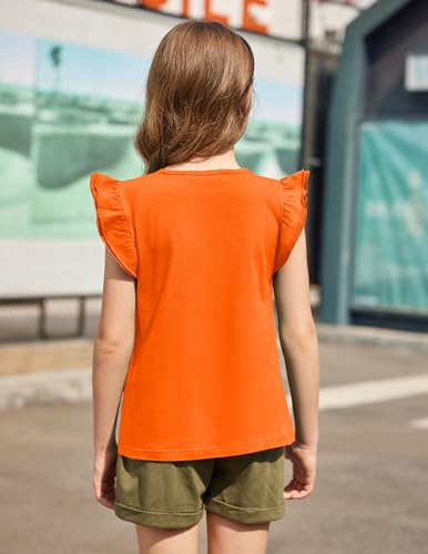Image of Arshiner Girls Shirts Ruffle Short Sleeve Summer Cute Casual Crewneck Tops Blouse Tee