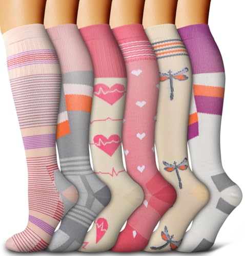 Image of Bluemaple 6 Pack Copper Compression Socks for Women and Men Circulation-Best Support for Medical, Running,Nursing,Athletic