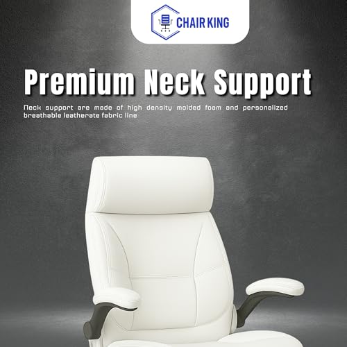 Image of CHAIR KING Premium Leatherette Boss Chair for Office | Ergonomic High Back Chair for Home, Office, Study & Gaming | Height Adjustable, Tilt & Rocking Chair in Heavy Base | 1pc (White)