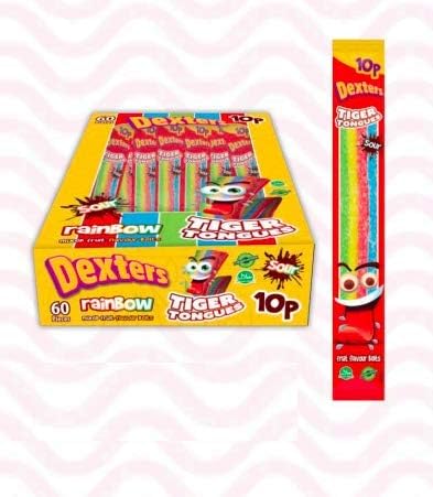 Tiger Tongues Sour Candy Bulk Box 60 Pack (Rainbow)