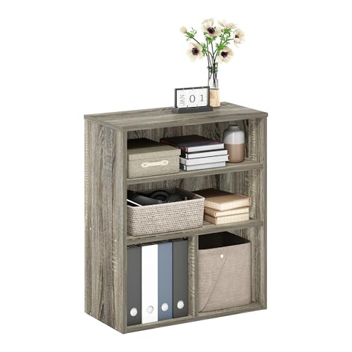 Furinno PASIR Book Shelf, 3-Tier Display Bookshelf, Bookcase, 11.8 x 23.6 x 28.1, for Living Room, Bedroom, Home Office, French Oak