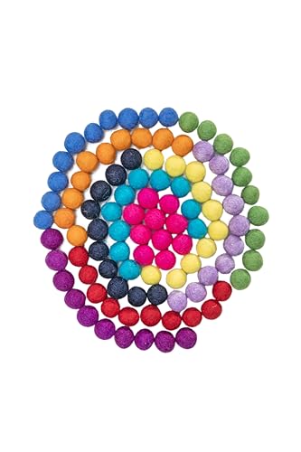 Generic Felt Pom Poms - Wool Felt Balls - 10 Vibrant Colors - 100 Pieces - 2cm (~0.8 inch) Size Each - Craft - DIY - Handmade 100% NZ Wool RS1110