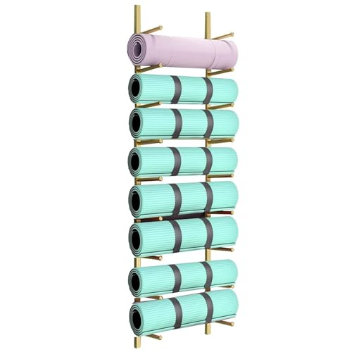 Rangement tapis de yoga mural et support vertical en métal avec étagère pour accessoires