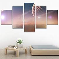 SIGNWIN 5 Panel Canvas Wall Art Modern Art Astronomy & Space Colorful Cosmic Decorative Elements Multicolor Photography for Home Decorations Ready to Hang - 60