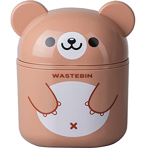 Image of Zerodeko Desktop Trash can Small Plastic Trash can with Lid Mini Desk Wastebasket for Office Bedroom Tabletop Cartoon Shape with Flipping Lid to Contain Odors