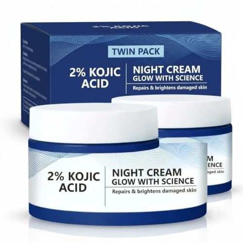 2% Kojic Acid Night Cream for Face, Brightening & Repair Care, Helps Improve Uneven Skin Tone, Dark Spots & Dullness, Overnight Moisturizing Skincare Cream for All Skin Types