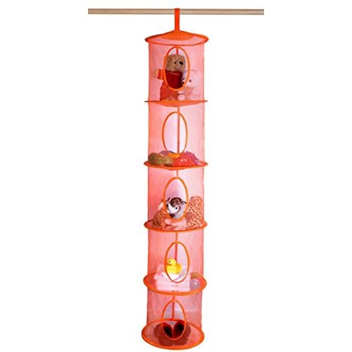 Handy Laundry 5-Shelf Storage Organizer – 12″ X 59″ – Hang in Your Children’s Room or Closet – Fun Way to Organize Kids Toys or Store Gloves, Hats and Mittens – Attaches Easily to Any Rod (Orange)