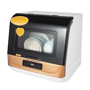 Countertop Dishwasher, 3 Washing Programs Portable Dishwasher With 5-Liter Built-In Water Tank For Glass Door,Deep Air Drying Cleaning,High Temperature & Air Drying For Apartments And Motorhome