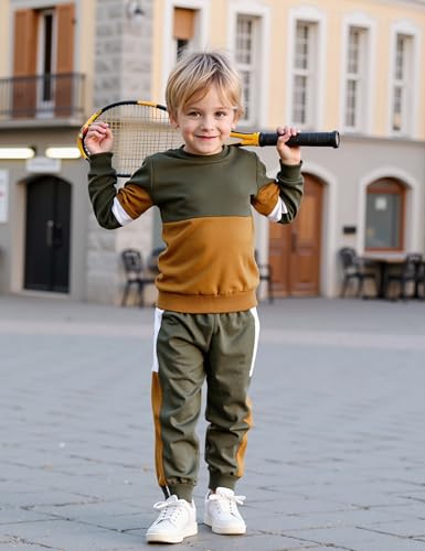 Image of Toddler Boy Clothes Long Sleeve Hoodie Sweatsuits Tops and Pants 2Pcs Boys Fall Winter Outfits Set
