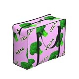YWPCOIUYB Brócoli Vegano Verde Rosa,Bolsas de almacenamiento de gran capacidad, bolsas de compra portátiles, bolsas de supermercado reutilizables