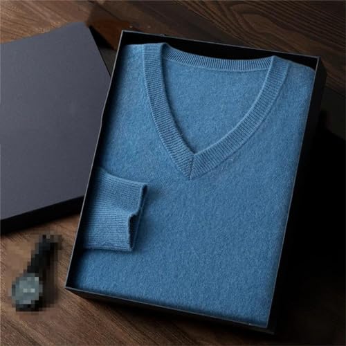 Men Business Casual Warm Cashmere Sweater Autumn Winter Classic V-Neck Knitted Pullovers2