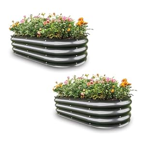 Gardmax 2 Pack Galvanized Raised Garden Bed, Lightweight Planter Boxes Outdoor with Easy Assembly, Large Garden Bed for Vegetables, Fruits, Flower Dark Grey