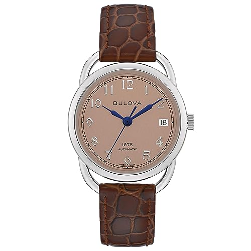 Montre automatique femme Bulova Joseph Commodore 96M154 en cuir marron 34mm