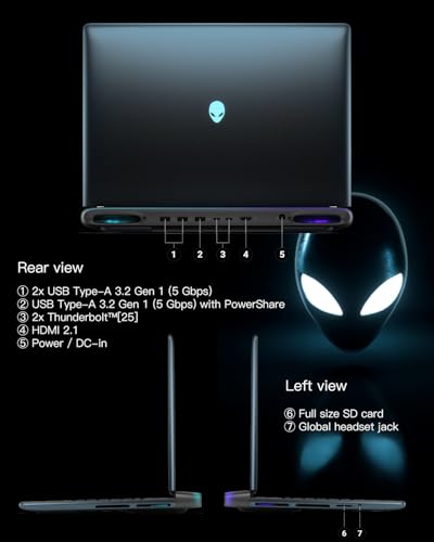 Image of Alienware 16 Area 51 Gaming Laptop, NVIDIA RTX 5080 16GB GDDR7, Intel Ultra 9 275HX, 16 inch QHD+ 240Hz 500 nit Display, Win11 Pro, AlienFX RGB KB, External DVD Drive(64GB DDR5 | 8TB SSD)