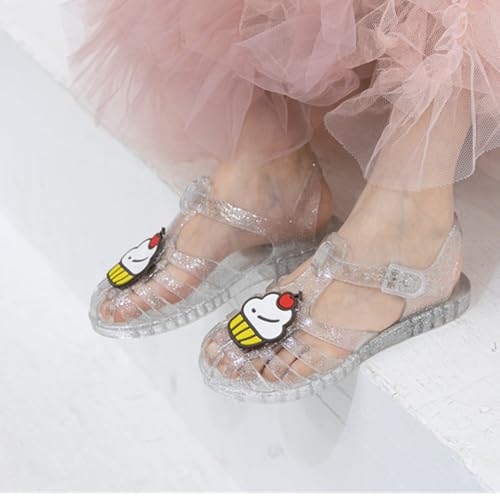 Crystal Jelly Low Heel Sandals,Cute Summer Closed Toe SlingAnkle Strap Sheer Soft Fisherman Beach Shoes Footwear4