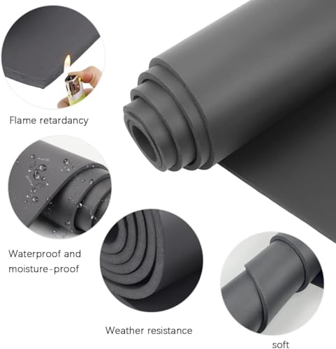 Image of DGSL Foam Insulation Neoprene Sheets No Adhesive, 13''W x 79''L x 2 /5''T | Weatherproof Soundproof Padding for Automotive, Multi-Function Soundproof Large Closed Cell Neoprene Rubber Roll, Black