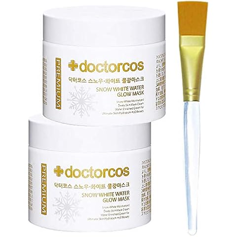 DOCTORCOS Snow White Water Glow Mask Cream | Moisturizing Sheet Free Sleeping Pack (2 Original + Brush) Cover