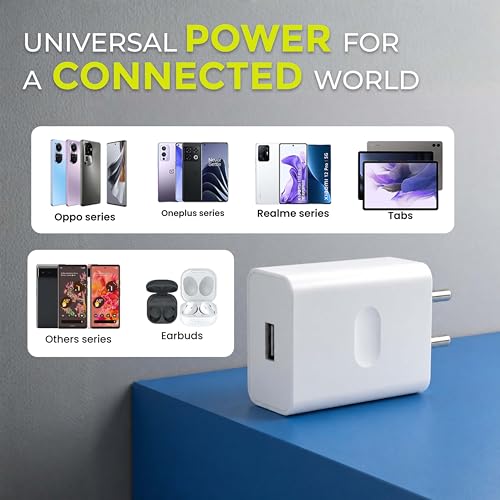Image of MAK Original 45W SUPERVOOC Fast Charging Adapter, High-Speed Wall Charger Compatible with OnePlus 11, OnePlus Nord CE 3, F21 Pro, and Other USB-C Devices.