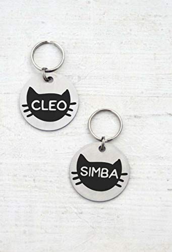 Engraved Silver Aluminum ID Tags for Pets | ID Tags for Cats Personalized (Customized)