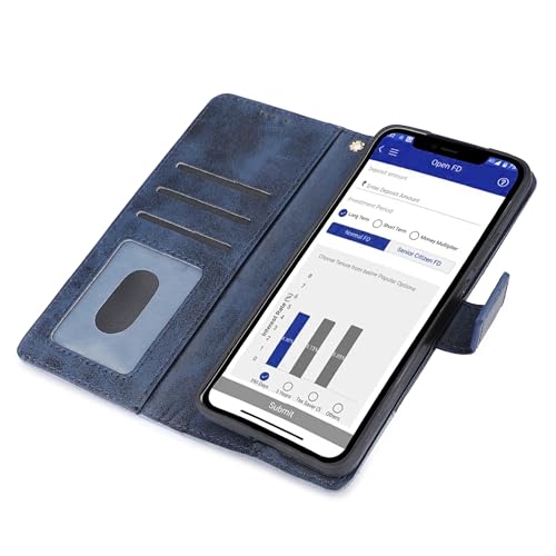 Image of Inktree Vivo V50 5G Flip Cover | Leather Finish | Complete Protection Flip Case for Vivo V50 5G - Double Blue