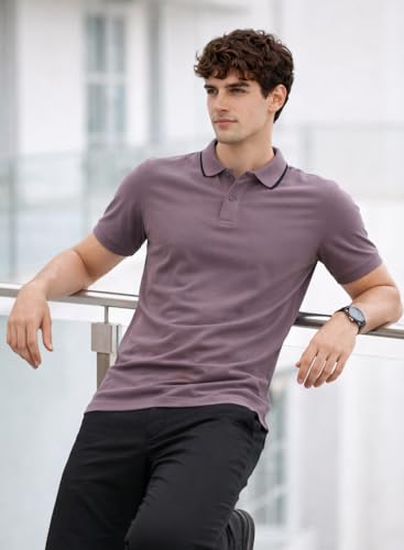 Image of ADRO Mens Polo Tshirt | Airtex Cotton Matty Fabric | Regular Fit | Breathable, Durable & Premium Casual Solid Black Polo T-Shirt for Men
