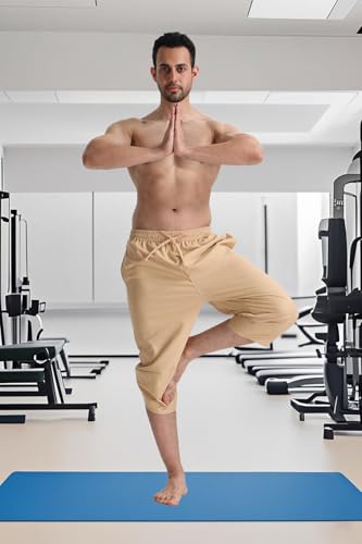 Men's Linen Capri Pants Beach Yoga Baggy 3/4 Shorts Lightweight Drawstring Elastic Waist with Pockets2