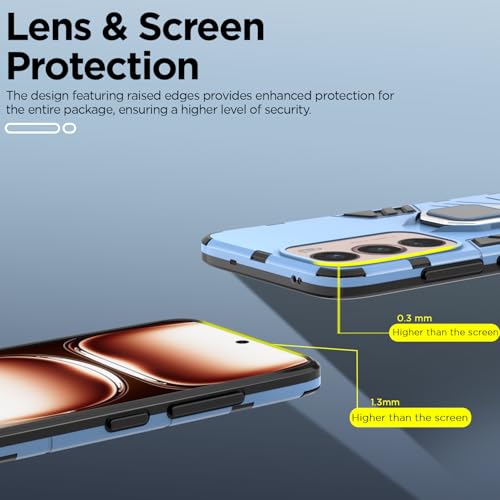 Image of Pikkme D5 Tough Armor Back Cover | 360 Protection Case | Ring Holder Stand Bumper Case for Oppo Reno 12 Pro 5G (Blue)