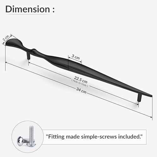 Image of Plantex Cabinet Handle /224mm Handle for Cabinet /Furniture /Door Pull-Push Handle for Home /Office - Pack of 1 (Black)