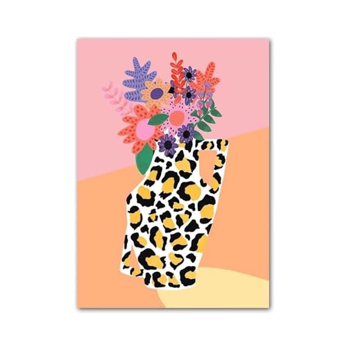 Affiche nordique colorée et impression vase à fleurs pour décoration salon tendance