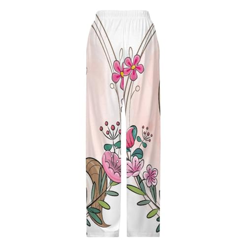 Bas de pyjama long licorne rose pantalon vêtement de nuit doux S