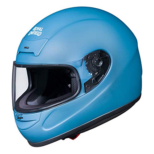Image of Royal Enfield Full Face Helmet with Clear Visor Matt Squadron Blue, Size: L(59-60cm)