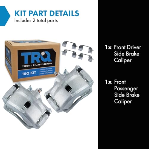Image of TRQ Front Driver and Passenger Side Brake Caliper Set Caliper Brackets Hardware Compatible with 97-11 Honda Civic EX, 04-11 Civic LX, 06-11 DX, 10-14 Honda Insight, 99-00 SI