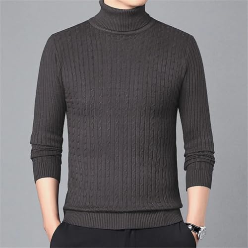 Men's Turtleneck Knitted Sweater Winter Warm Slim Pullover Solid Color Street Bottoming Top3