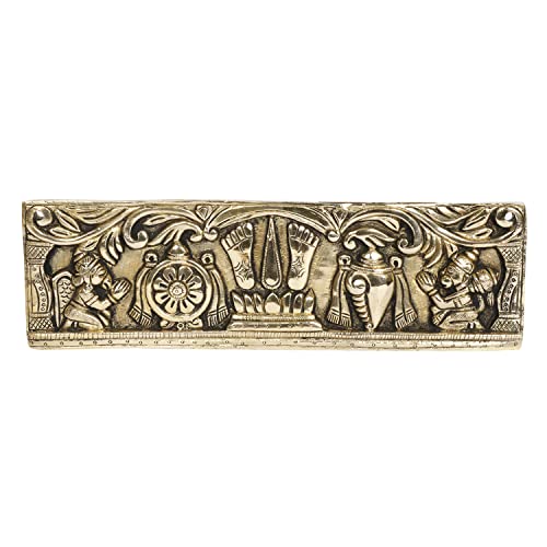 Kartique Shankh Chakra Namah Showpiece Shankha Tilak Padma Padmanabha Swami Vishnu Colgante de pared Decoración del hogar Tirupathi Balaji Padma Altura 3 pulgadas Color dorado Cover