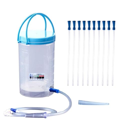 Reusable Enema Kit for Detox Unisex Coffee Bucket - 1200ML Capacity 10 Replacement Nozzles Suitable for Coffee & Water Therapy - Cleanse and Purify Your Body Transparent