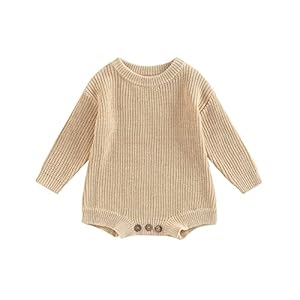 FYBITBO Baby Girl Boy Sweater Knit Oversized Pullover Sweatshirt Romper Onesie Warm Fall Winter Clothes Outfit Newborn
